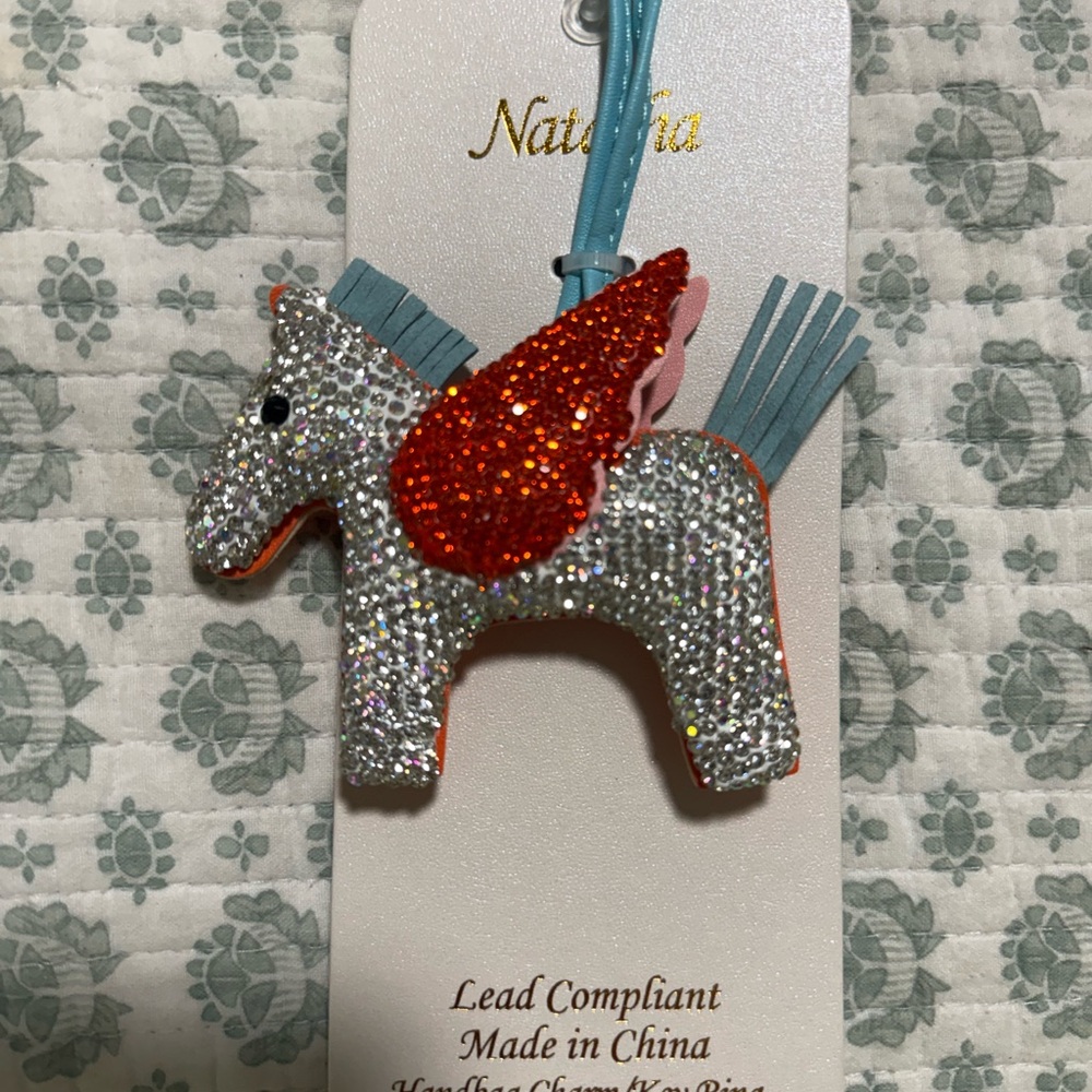 NWT Natasha Crystal Pony Horse Bag Charm with Sequins - Picture 2 of 5